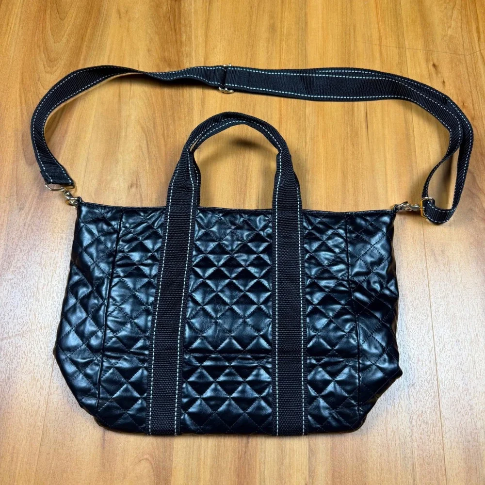 SCOUT BJ Tote Bag Black Quilted Crossbody Shoulder Bag Gold Hardware Large
